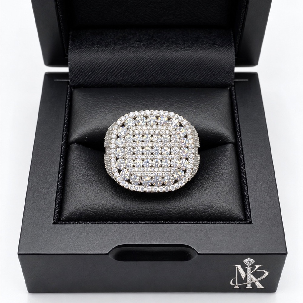 925 Sterling Silver 5.00CTW MOISSANITE Square Halo Men’s Ring Size 11